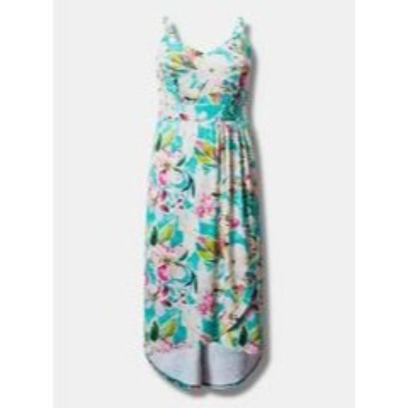 Torrid NEW Midi Studio Knit Blue Floral V-Neck Wrap Dress Size 3X/4X Summertime - Picture 4 of 4